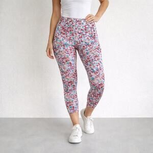 RBX Pink Floral Peached Tech Flex Crop Leggings Sz L NWT